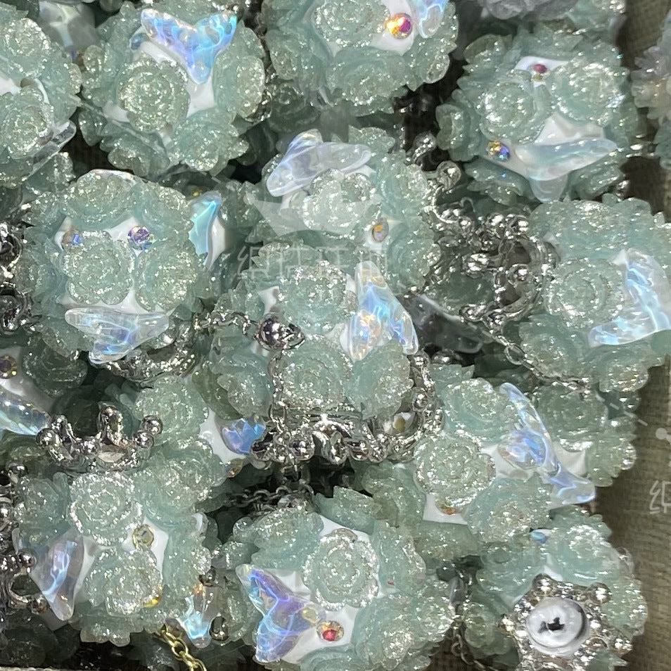 Wholesale 5PCS/PACK Crown Mermaid Tassel Soft Ceramic Drill Ball with Straight Hole Beads